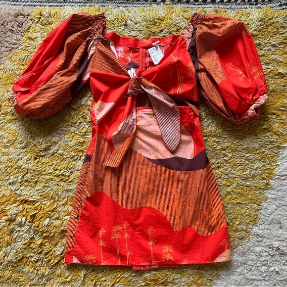 Johanna Ortiz Off Shoulder Tie Front Minidress - Picture 1 of 6